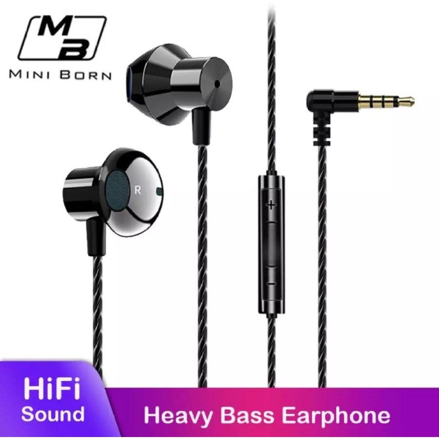 Mini Born In Ear Headphone Earphone Wired HIFI Stereo Elbow Heavy Bass