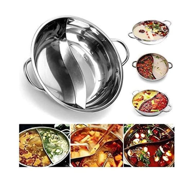 ( KJO ) Panci Shabu Shabu 2 Sekat Stainless Steel kenzjayaolshop