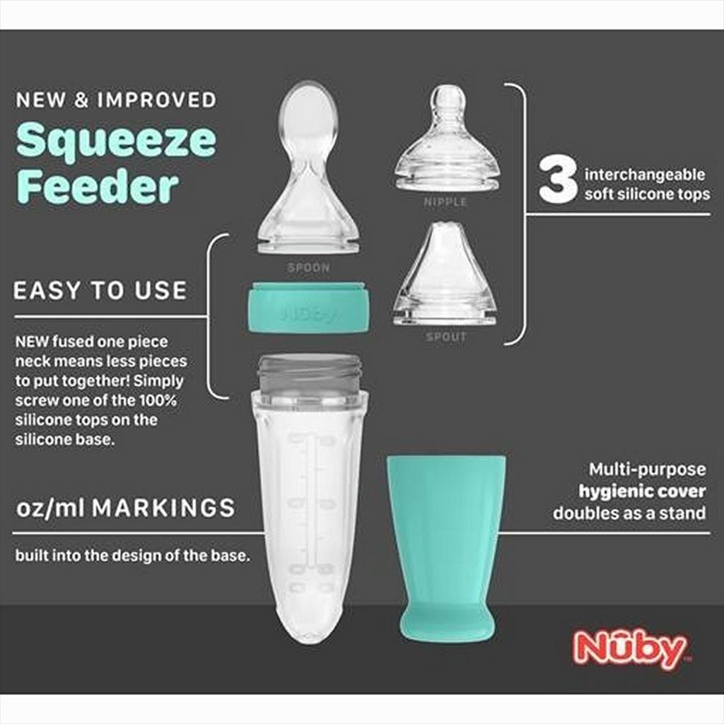 NUBY 124957 90 ml All Silicone Squeeze Feeder Grey Botol