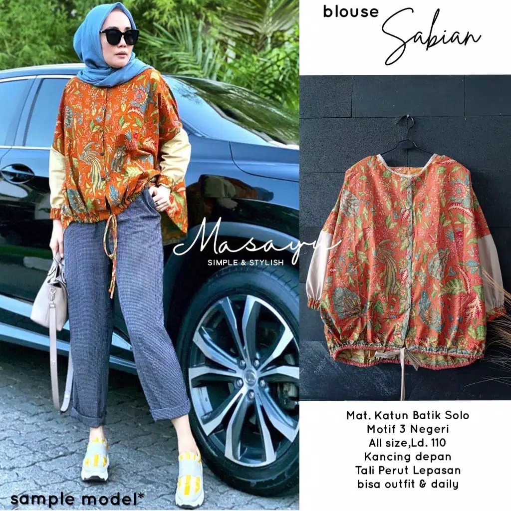 Blouse Sabian Batik Atasan Blus Toyobo Atasan Batik Casual Santai Formal Pesta Kondangan