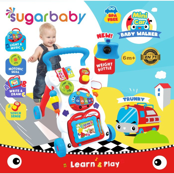 Sugar Baby - Mini Car Push Walker Baby Walker (with Weight Bottle)