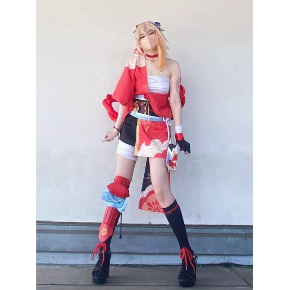 Rental cosplay Yoimiya wig+kostum