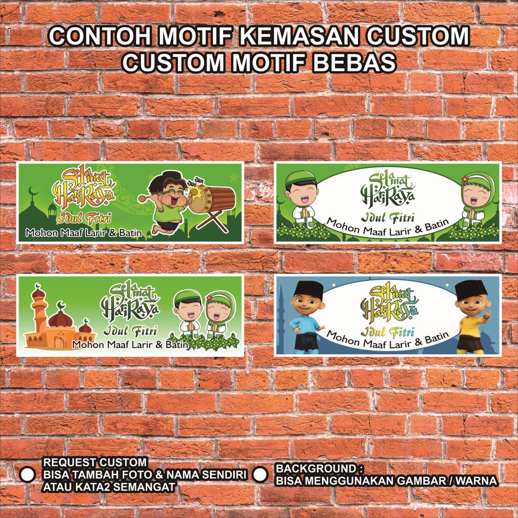 

(Isi 12 Pcs -1 HARI JADI -TANPA LUBANG)KEMASAN BINGKISAN TAS SNACK PLASTIK THR LEBARAN CUSTOM A