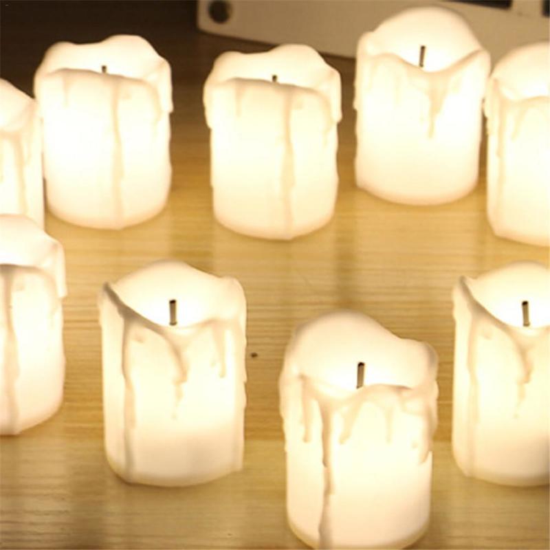 [Ready Stock ]  Creative Home Ivory Color Electronic Candle Light / Flameless Tears LED Battery Powered Tea Light Candle Light / Wedding Christmas Party Decor Lamp Ambient Light