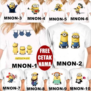  FREE NAMA Baju  Kaos  COUPLE  ANAK DAN DEWASA MINION  