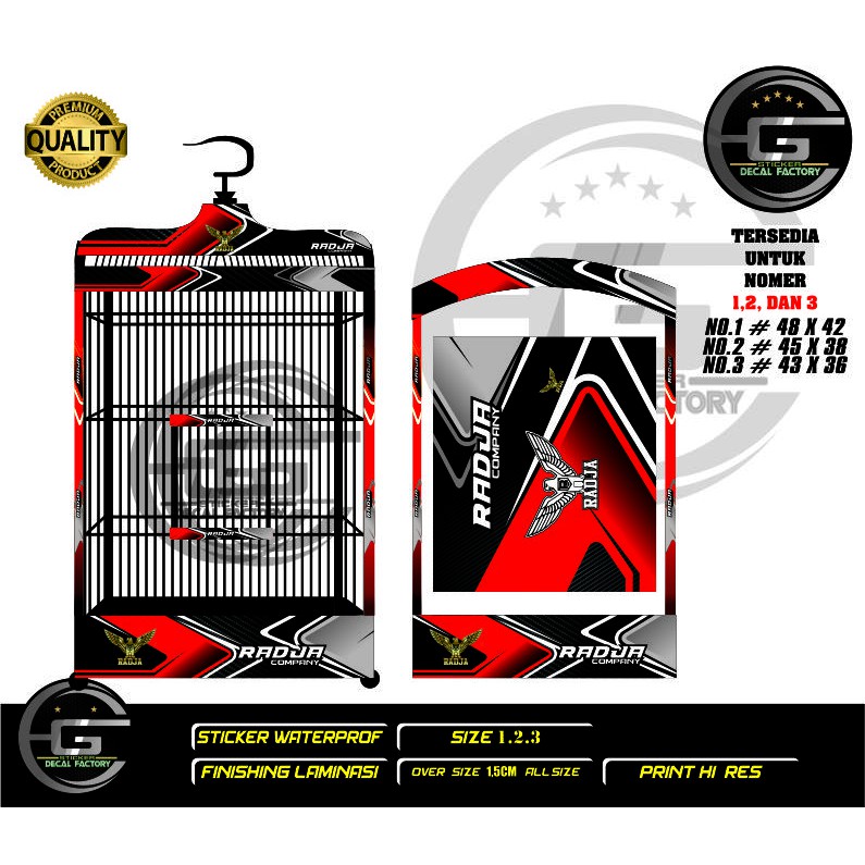 DECAL EBOD/TEBOK SANGKAR KOTAK NO.1,2,3 MOTIF SANGKAR RADJA WARNA MERAH