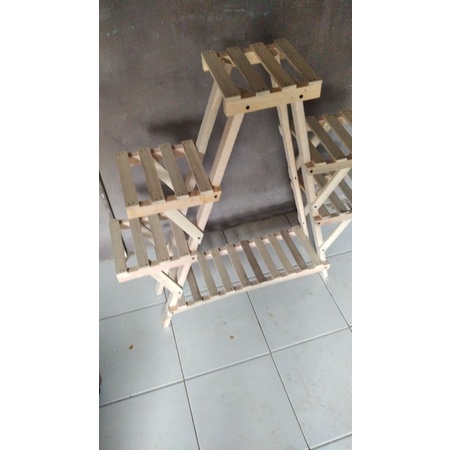 rak bunga kayu 6 susun murah