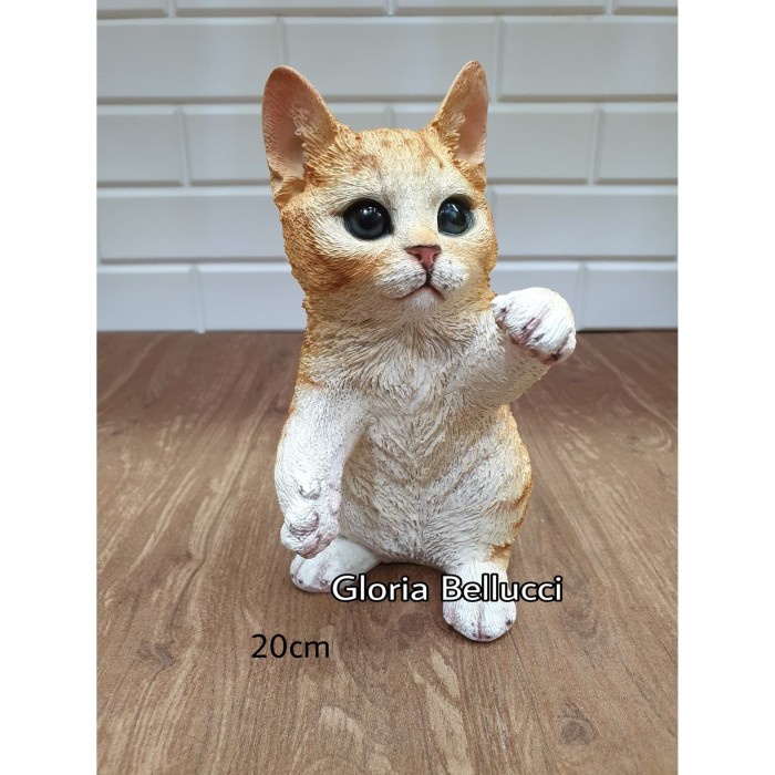 patung pajangan miniatur kucing berdiri kuning anggora persia ~ spg445