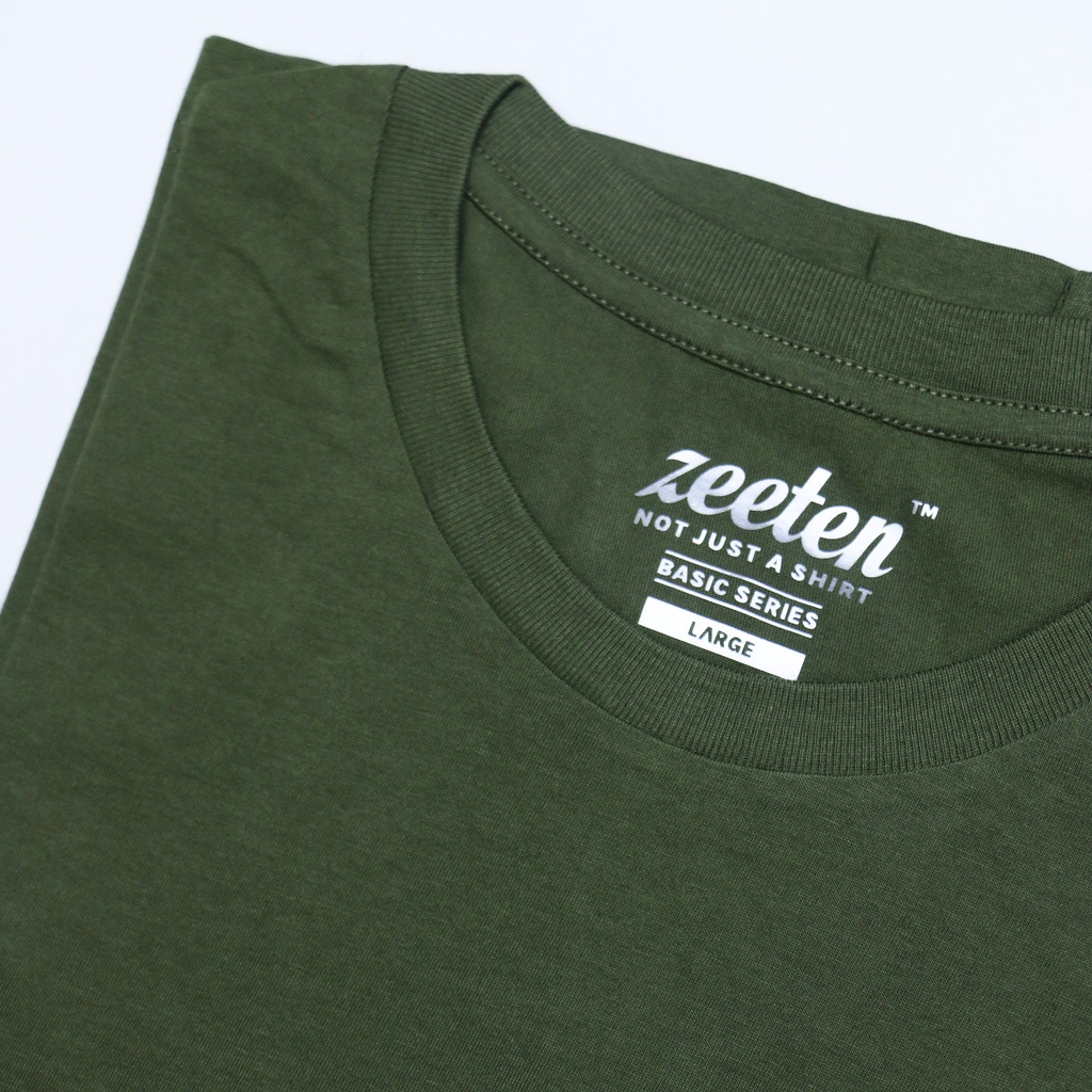 Kaos Polos Military Green zeeten Kaos Lengan Pendek Bahan Cotton Combed 30s (Anti Bakteri) Unisex Ka