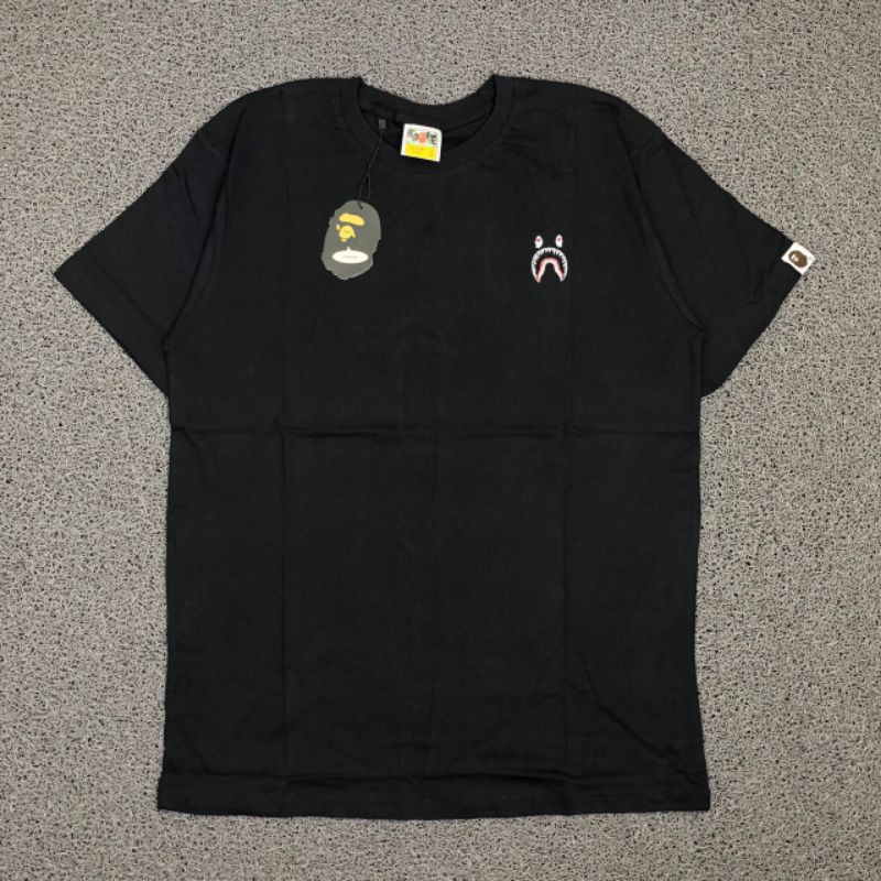 TSHIRT KAOS A BATHING APE BAPE WGM SHARK PATCH BLACK LIKE ORI