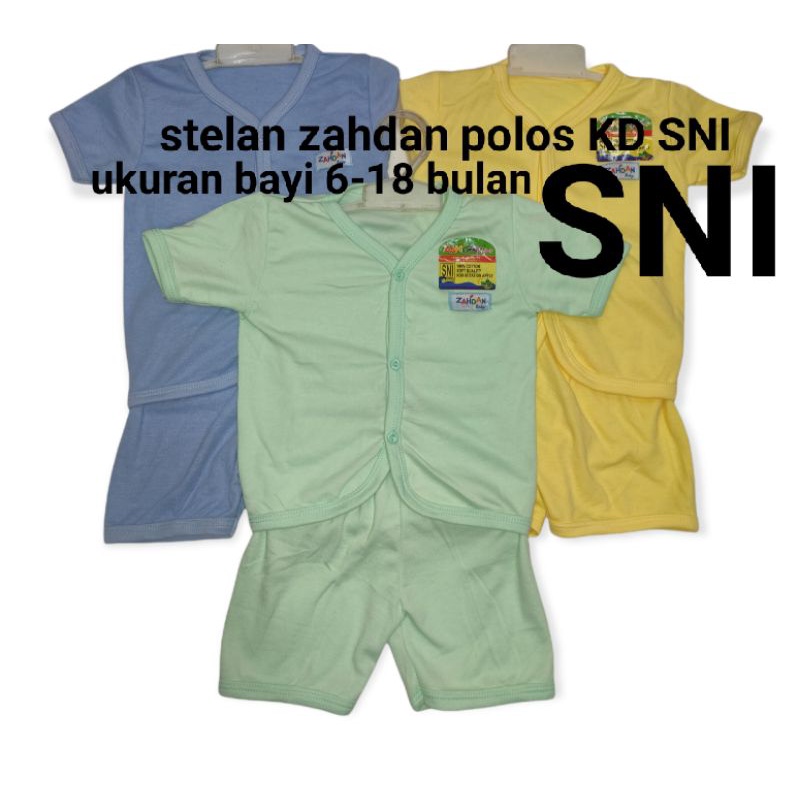 grosir!!! stelan zahdan pendek polos kancing depan 6-18 bulan l