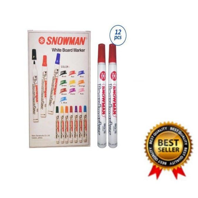 

Spidol/Marker/Sepidol Snowman White Board Marker BG-12 Merah/Red