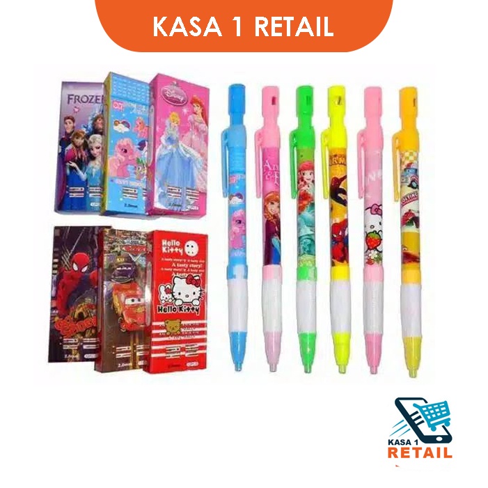 

4 PCS Pensil Mekanik Karakter Anak Laki-laki dan Perempuan