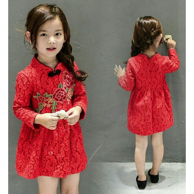 Dress shanghai flower kid Fashion Anak Pakaian Anak Perempuan Dress anak cewek murah