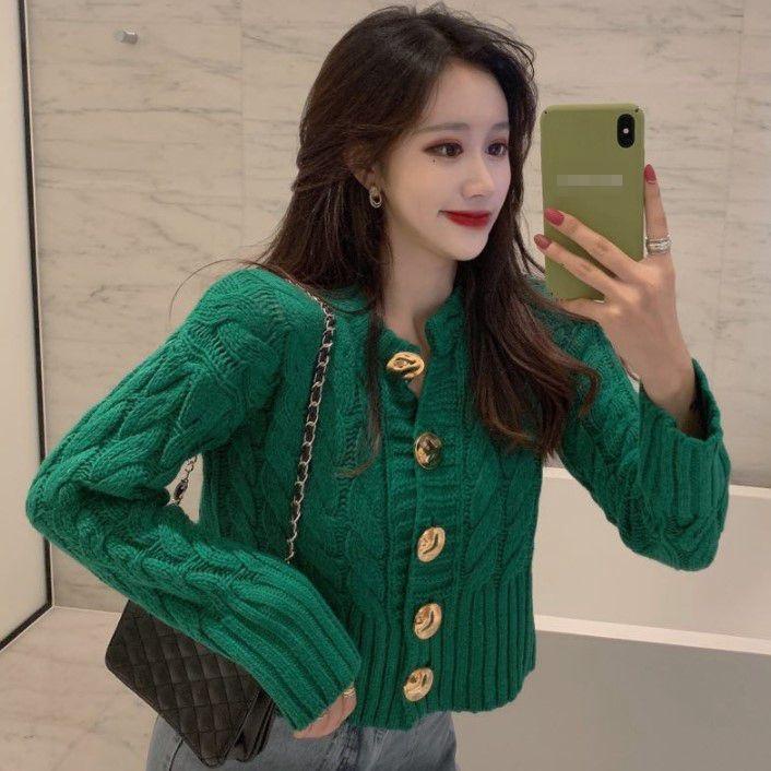 Retro debutante pendek rajutan cardigan musim gugur dan musim dingin Baru selebriti Internet pelangsing sweater mantel Korea gaya wanita top