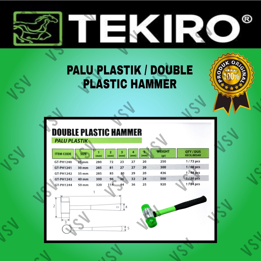 TEKIRO Palu Plastik 25mm Double Plastic Hammer TEKIRO