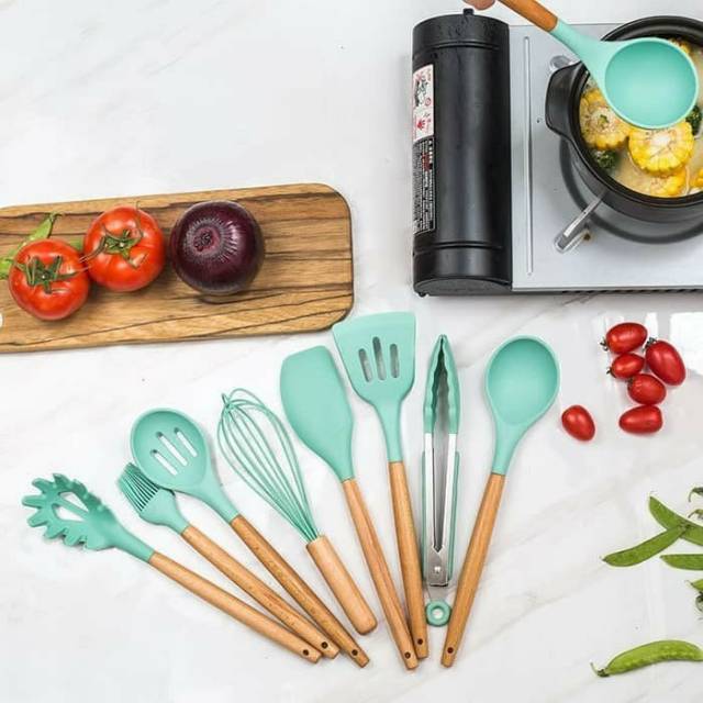 silicone utensil set 11pcs / peralatan masak sutil spatula silikon lengkap
