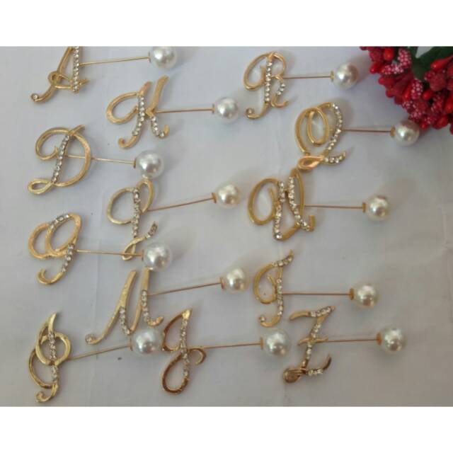 Tuspin huruf gold 12pcs