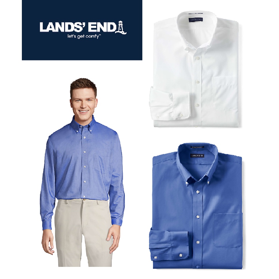 Lands'End Kemeja Lengan Panjang Original Twill Cotton Formal Shirt