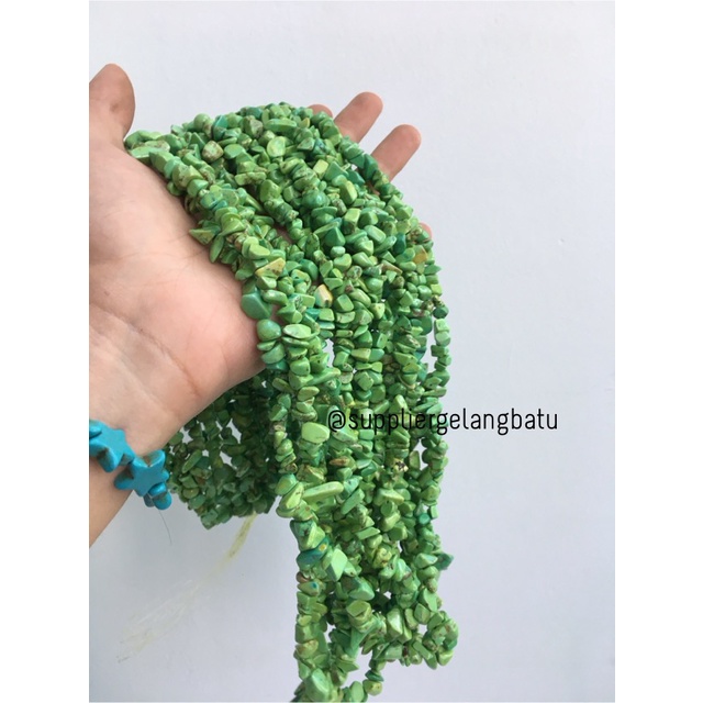 kerikil kerang mix GREEN CARNELIAN 1cm bahan gelang kalung akik hijau