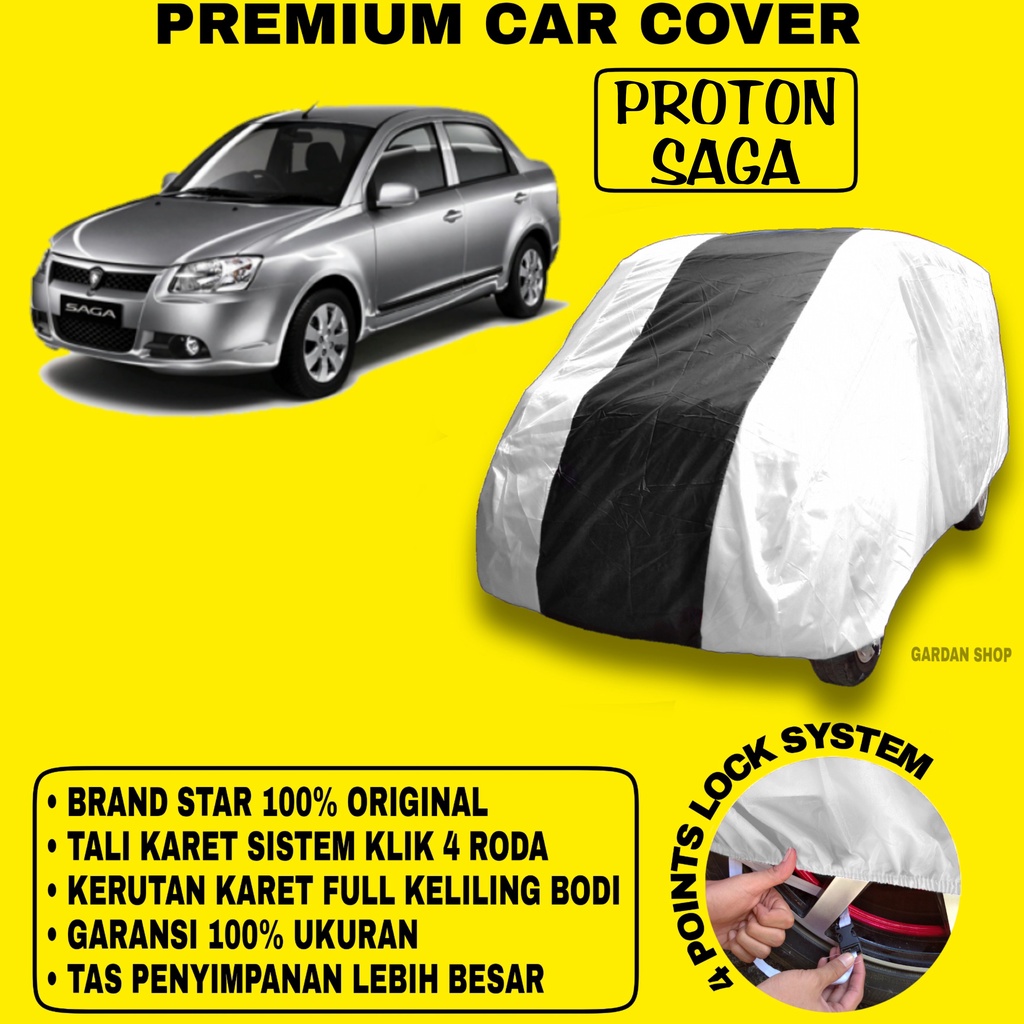 Body Cover PROTON SAGA SILVER HITAM Penutup Bodi Mobil Proton Saga Waterproof PREMIUM