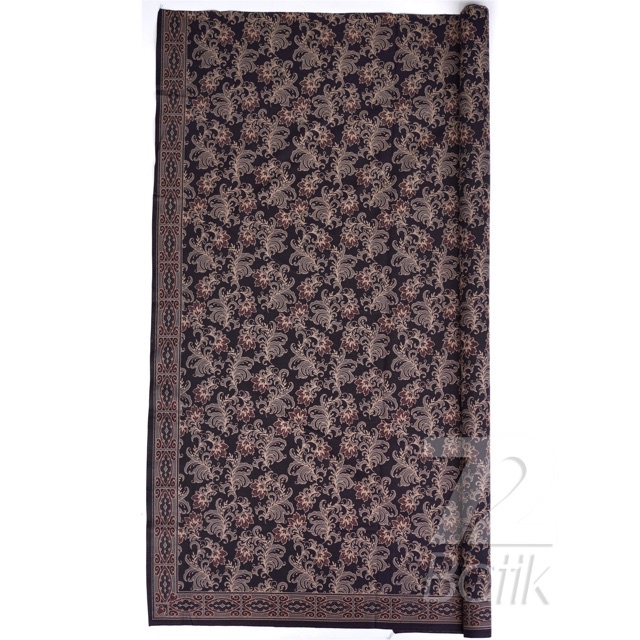 KAIN BATIK PREMIUM Bahan Katun Motif Kembang Warnahitam Item Black 725369 CAP 72 - Jarik Jarit Samping Kebat Panjang Batik Katun Modern Premium Bahan Seragam Batik Pernikahan Kantor Keluarga Murah Kamen Jadi Batik Bali Lembaran