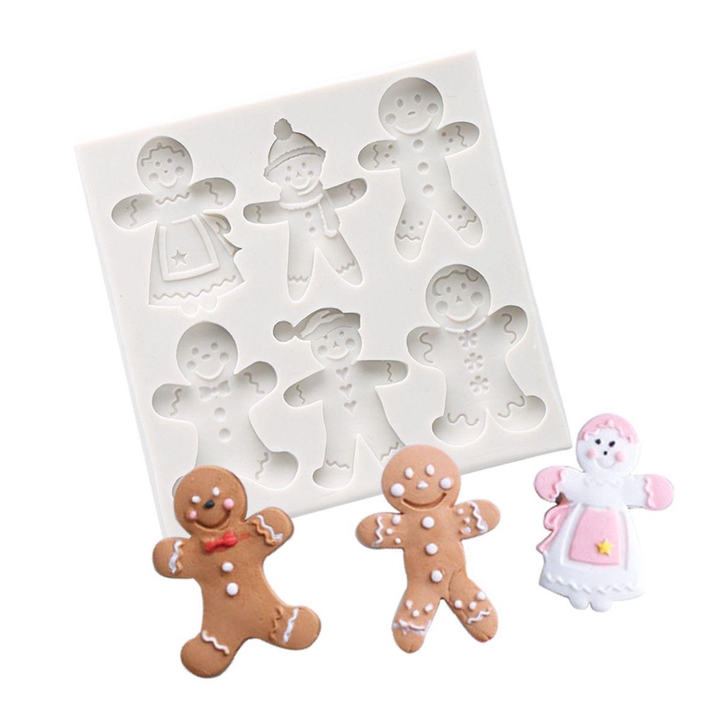 [Elegan] Cetakan Natal Dapur Baking 3D DIY Gingerbread Man Silikon Cetakan Coklat