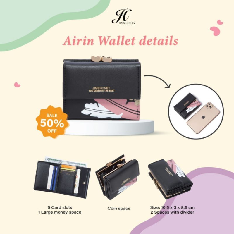 AIRIN WALLET JIMS HONEY dompet pendek lipat simpel minimalis