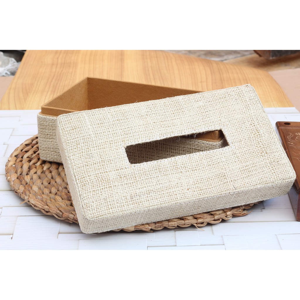 Kualitas Super Kotak Box Tisu goni 24x13x9 cm - cream