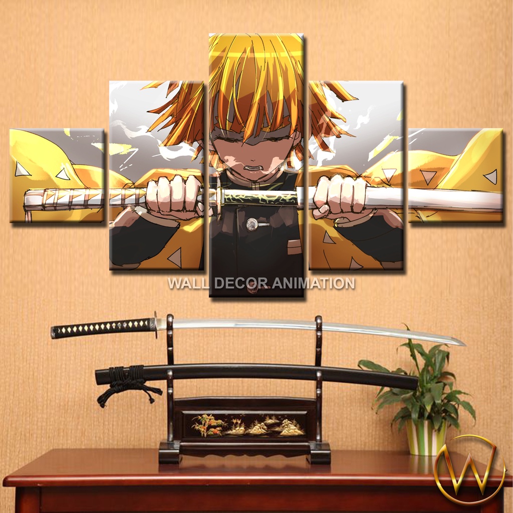 [Wall Decor Animation] 1 SET / 5 Pcs Walldecor Anime Zenitsu Agatsuma / Hiasan Dinding Panel / Dekor