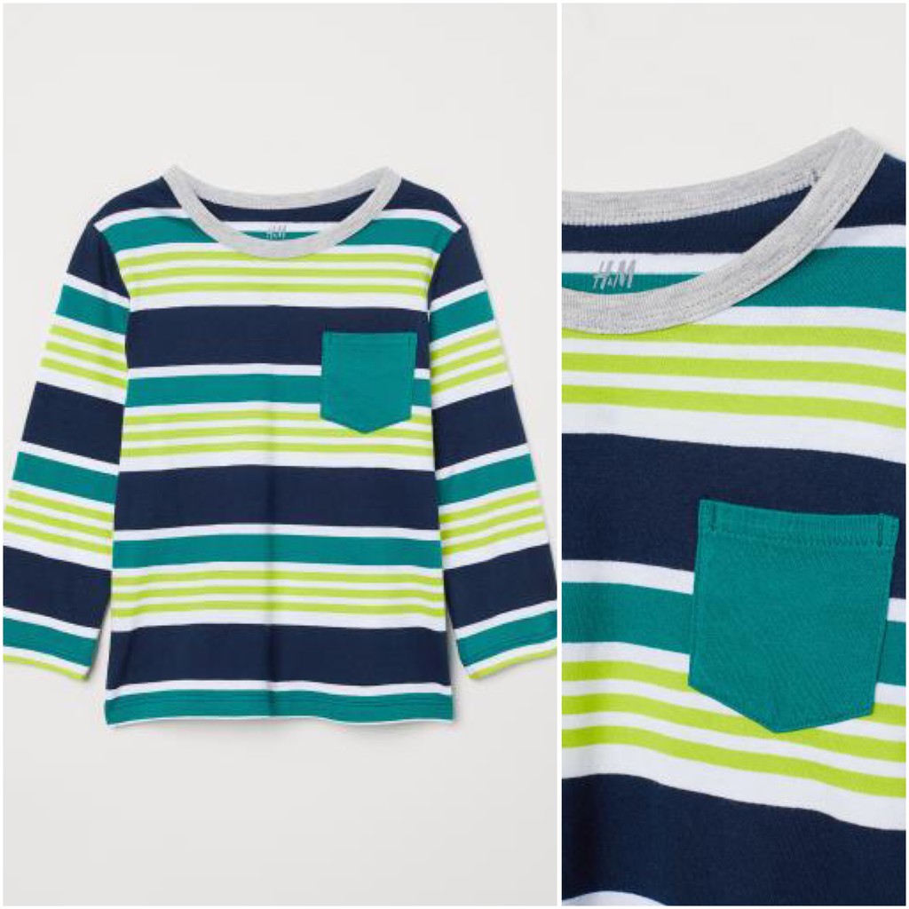 H M kids kaos  anak  green striped sale original store 