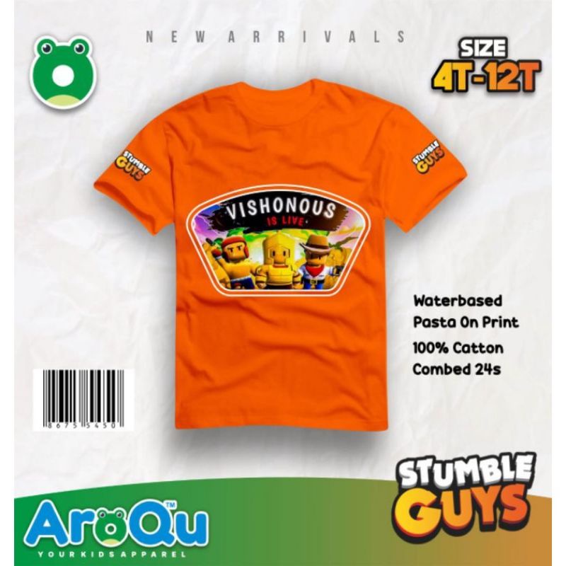 Kaos AroQu T-Shirt Boy STUMBLE GUYS series size 4-12 T aroqu stumble guys