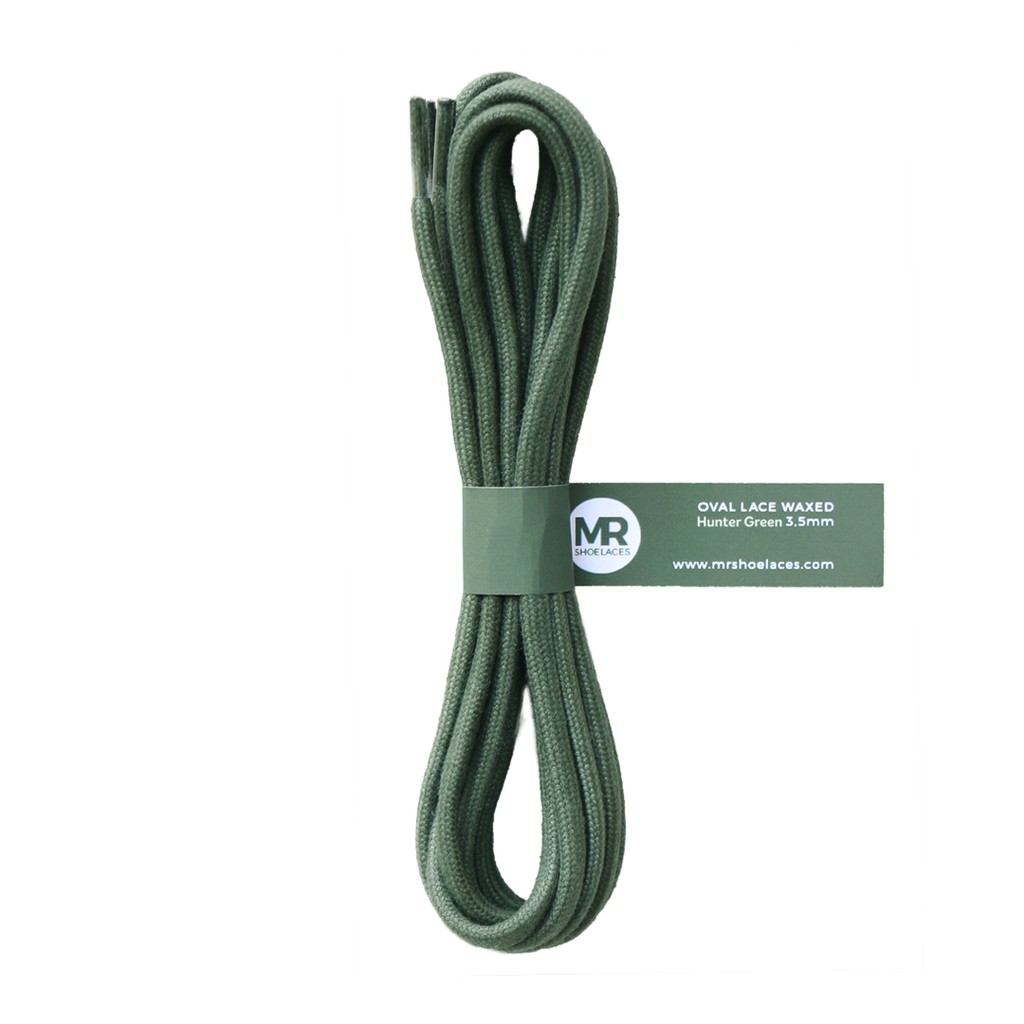 MR Shoelaces FC21 Hunter Green Tali Sepatu Lilin Oval 3.5mm (Waxed Laces) 50cm 100cm 120cm 150cm 200cm - Premium Shoelace - Hijau