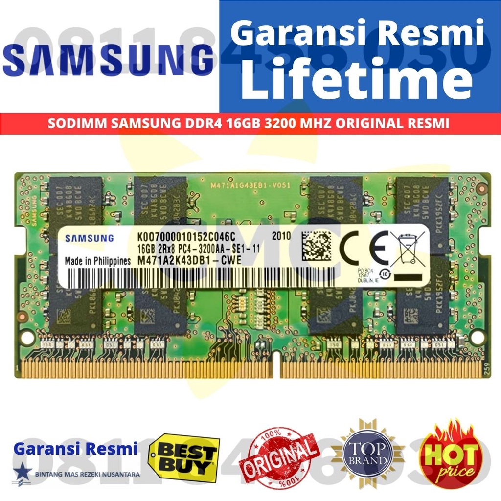 SAMSUNG SODIMM DDR4 8GB 16GB 3200MHZ ORIGINAL RESMI