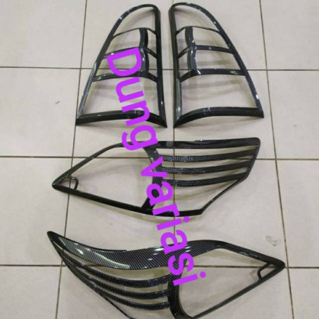 Paket garnish lampu depan dan belakang grand Innova 2012-2015 full carbon