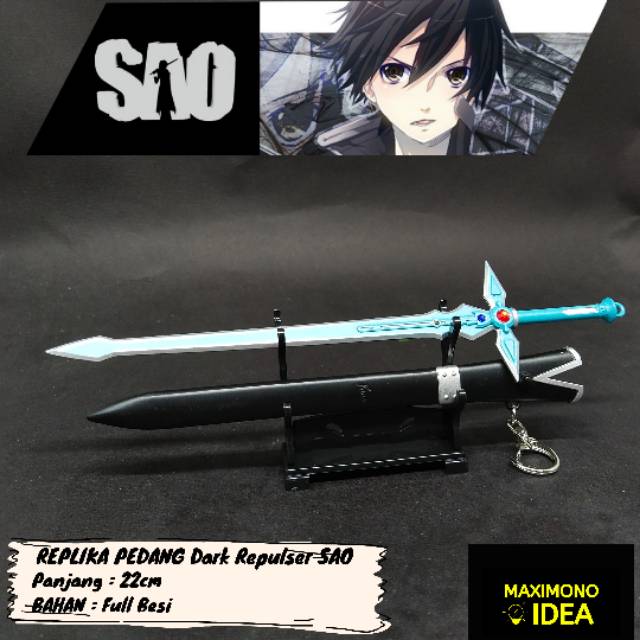 Gantungan Kunci Anime Pedang Kirito SAO Dark Repulser Sword Art Online