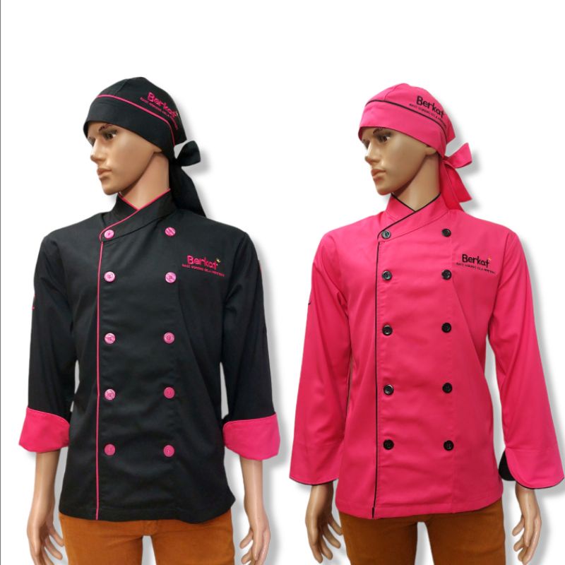 Baju Masak Baju Koki baju chef Uniform chef profesional pria dan wanita Polos dan Custom - Bisa Request warna