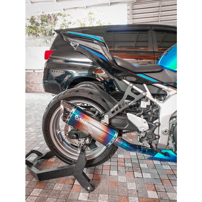 KNALPOT VILLAN MV1 BLUE HEADER BLUE FULL SYSTEM ZX250 zx25r BARANG 1005 ORIGINAL