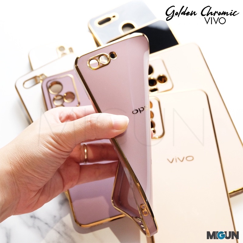 VIVO 6D Golden Chric Case for VIVO Y11 Y12 Y12i Y15 Y17 Y20 Y12S Y20i Y20S Y30 Y50 Y91 Y93 Y95 Y91C Y21/Y21S