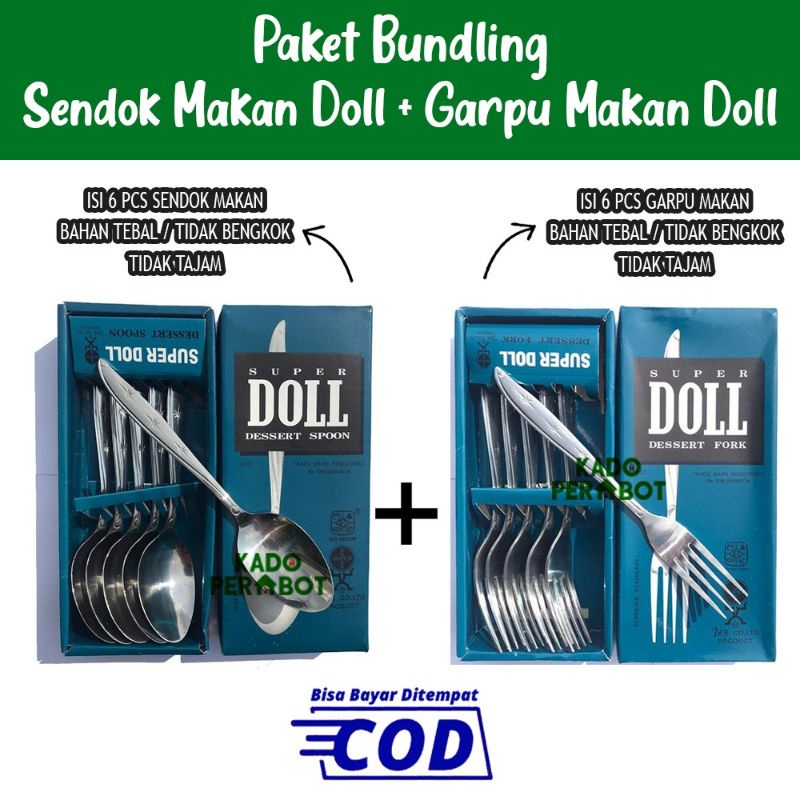 paket bundling sendok dan garpu makan - satu set sendok dan garpu DOLL