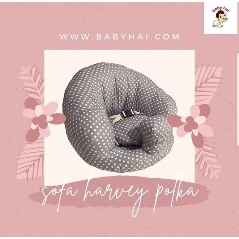 Baby hai kursi sofa harvey polkadot bayi belajar duduk bahan kain dengan gesper / penahan