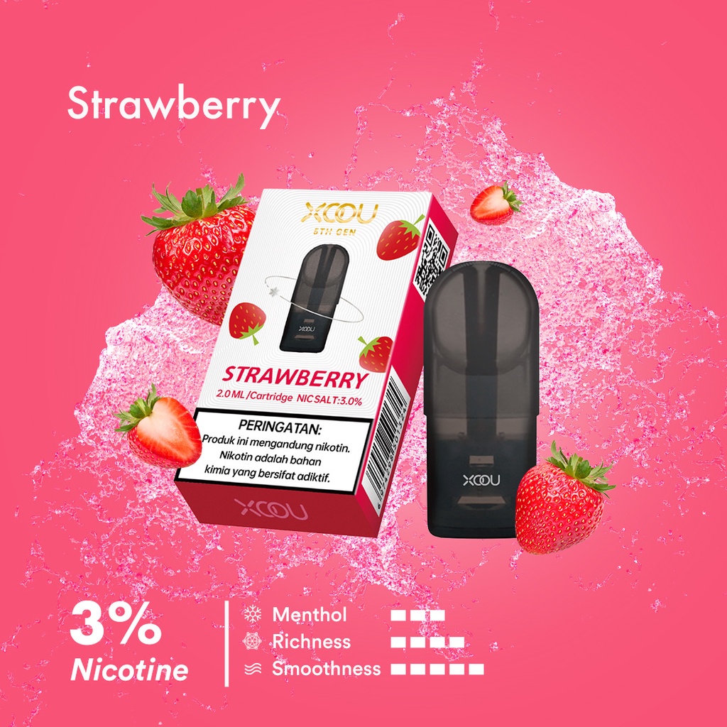 [PNCSID] [RELX COMPATIBLE] XOOU Mint Flavour Pods / Cartridge - Strawberry