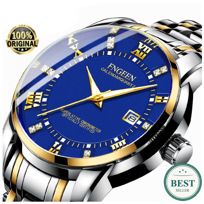 COD✔ Jam Tangan Pria FNGEEN 2081 Luxury Full Steel Sport Quartz Business Waterproof Casual Watch