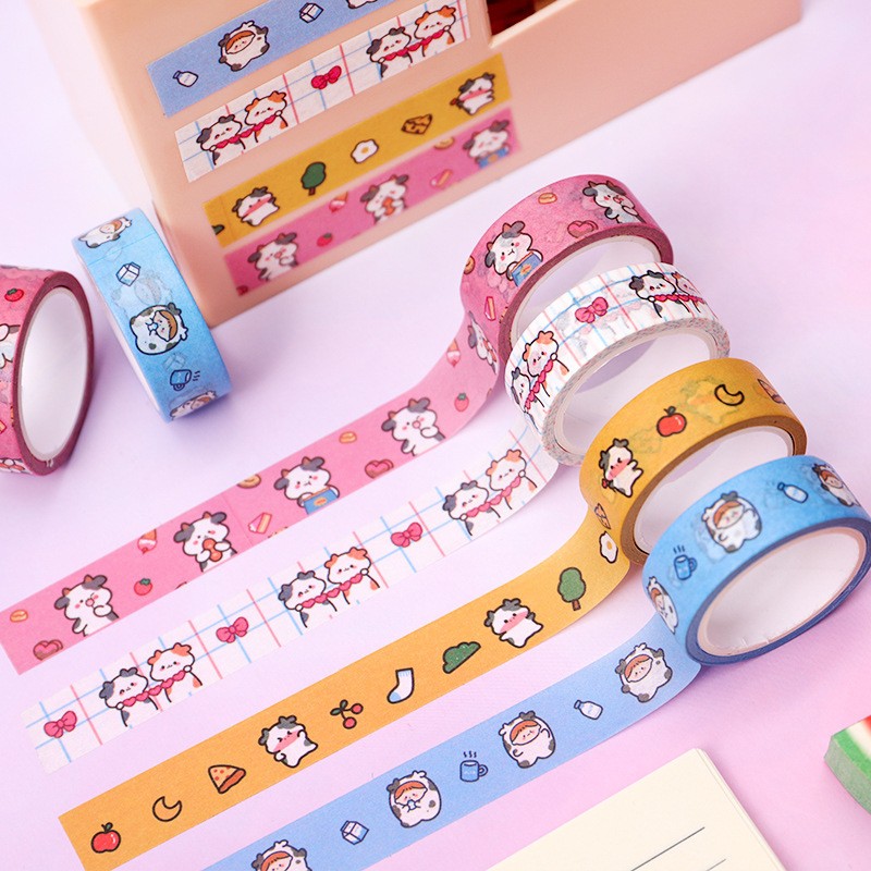 

1 roll Washi Tape Motif Cow Lucu Cartoon Dekorasi Diary DIY