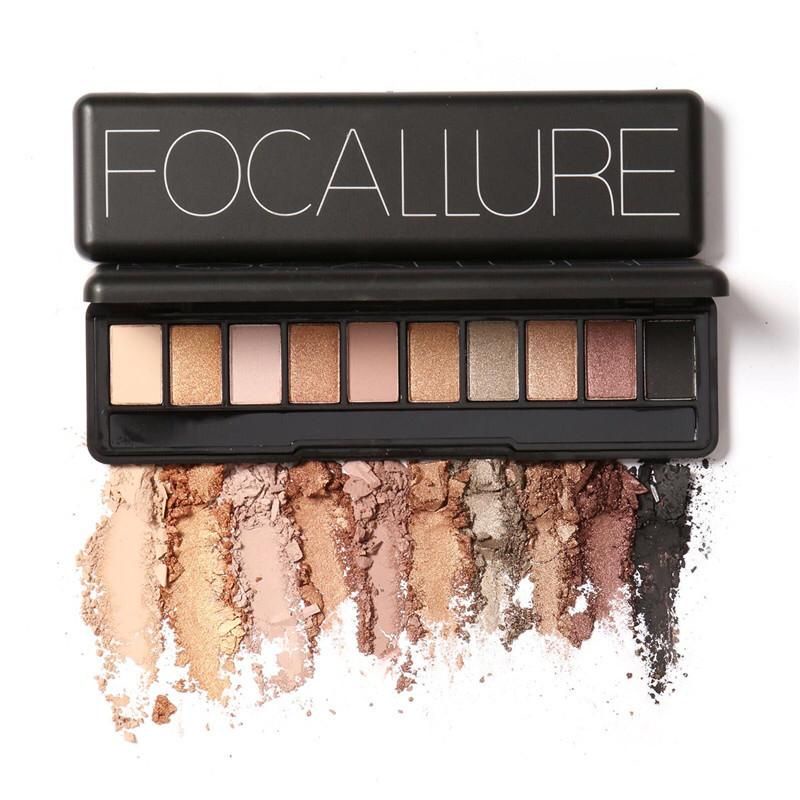 Original FOCALLURE 10 Color Eyeshadow Palette Nude Edition with Brush FA 08