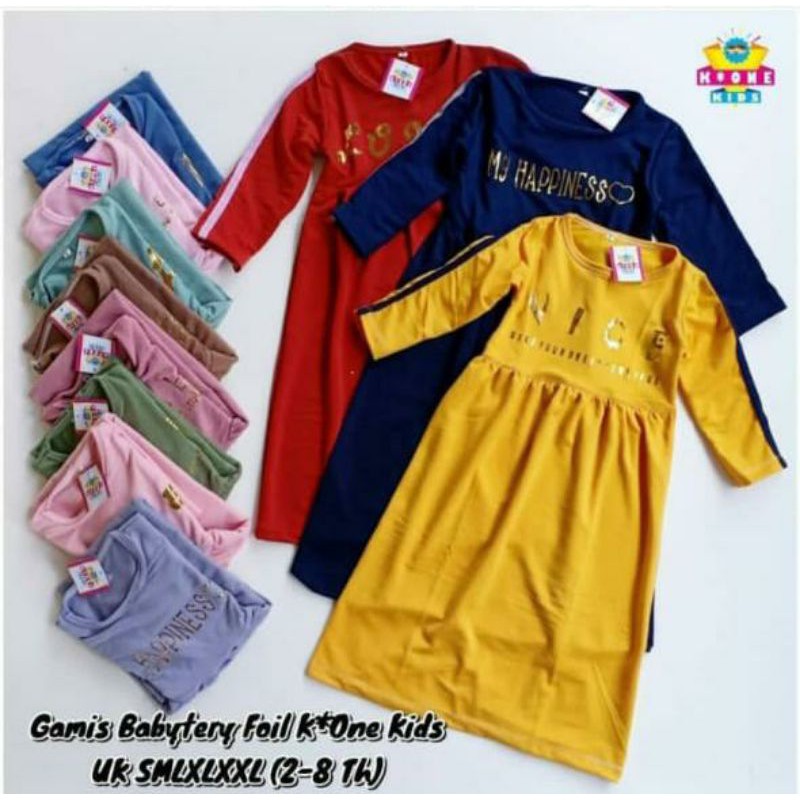 Gamis Polos Babyterry Foil 2-8 Tahun Gamis Kaos Anak