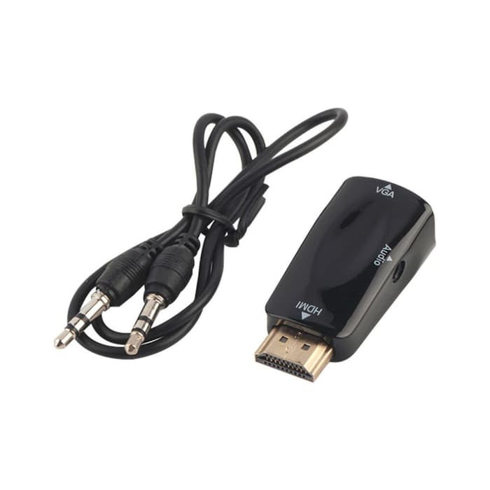 Converter multimedia kabel to VGA with Port Audio - Full HD 1080p (Hitam &amp; Putih)