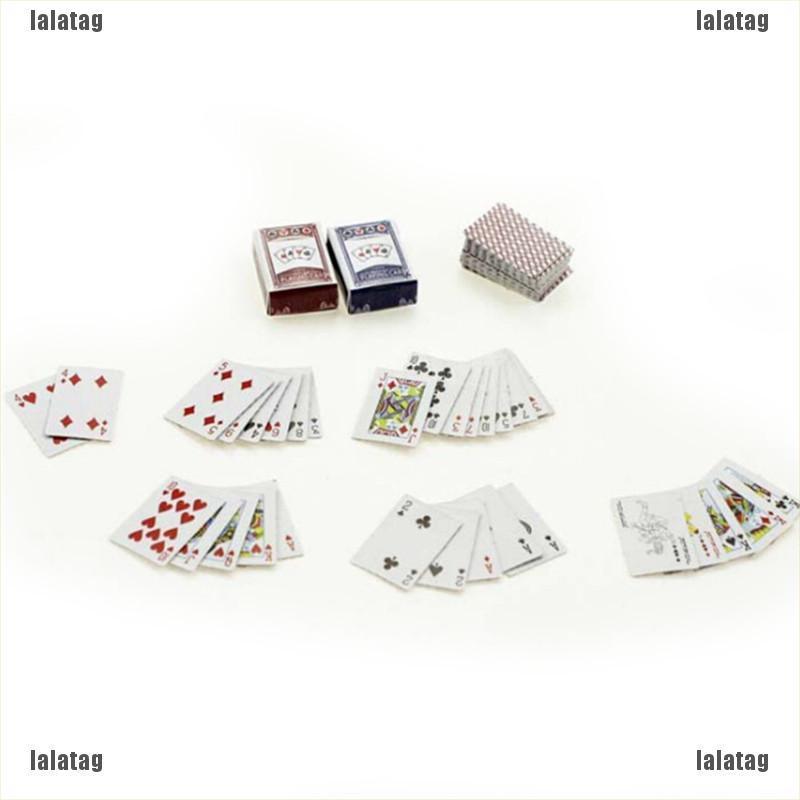 Lala 1 Set Miniatur Kartu Poker Skala 1: 6 / 12 Untuk Rumah Boneka