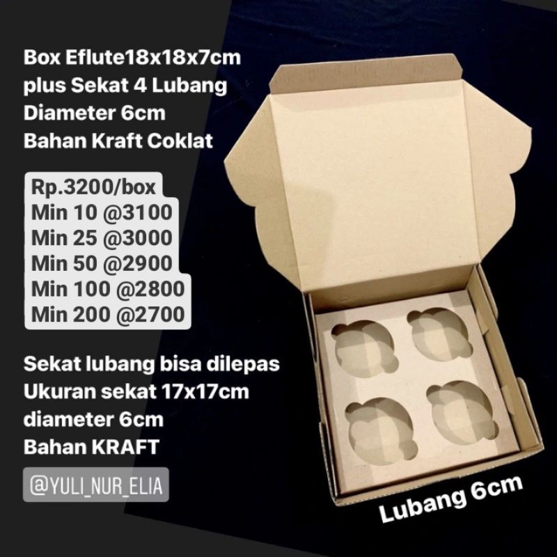 

Box Eflute 18x18x7cm + Sekat Isi 4 Lubang 6cm Atau Isi 5 Lubang 4.5cm