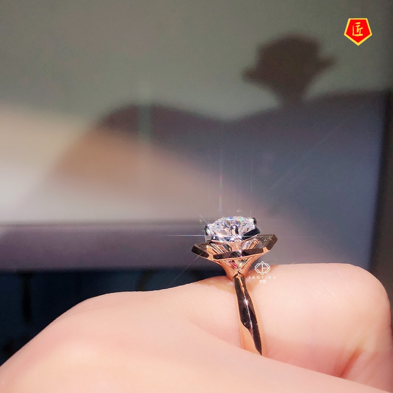 [Ready Stock]New Elegant Camellia Ring Pt950 Rose Gold